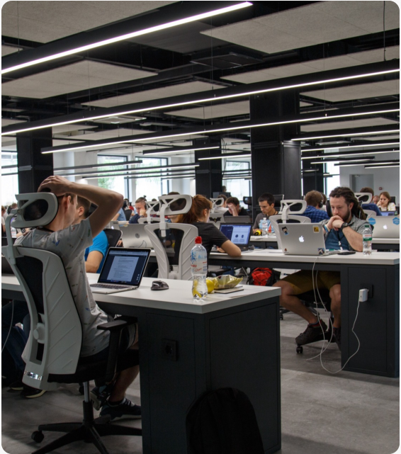 An office with employees carrying out SWIFT assessments