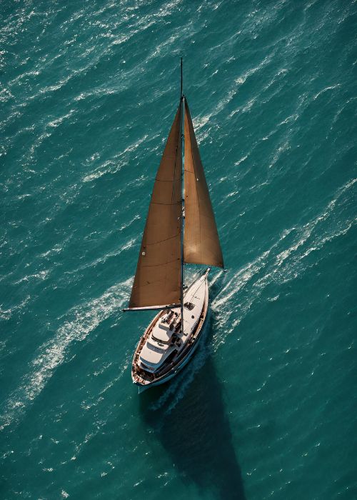 A yacht sailing the ocean.